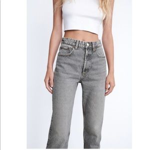 Zara MOM FIT JEANS HIGH RISE - ANKLE LENGTH Light Gray Jeans Size 8